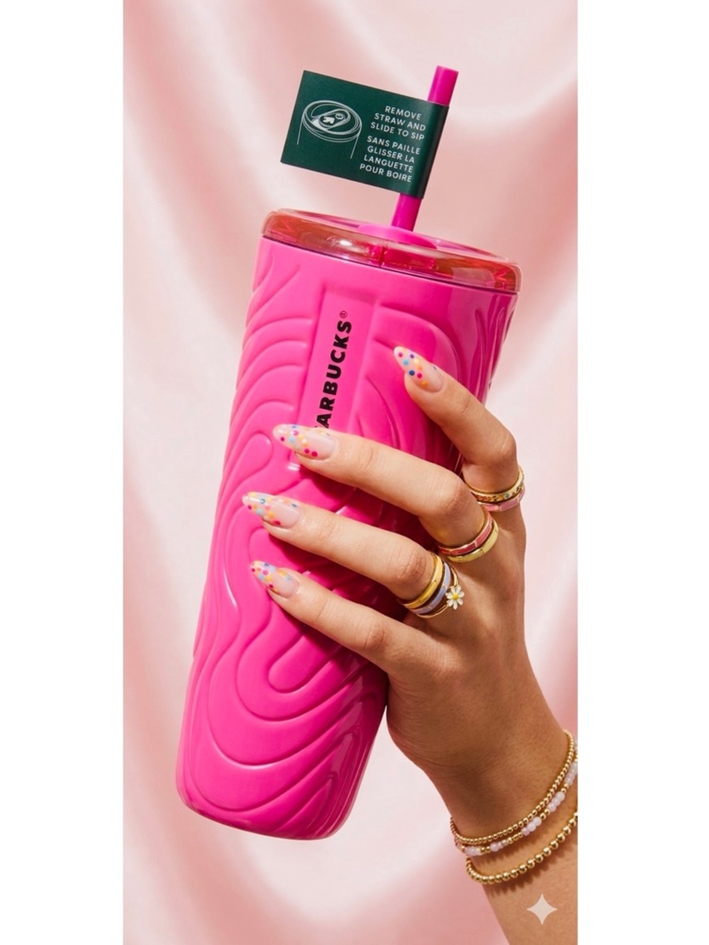 Pink Starbucks cup Venti tumbler NWT Summer 2025 Pink sip & straw 24oz